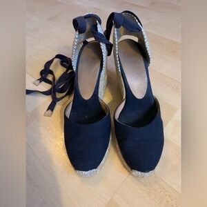 Castaner Dark Blue Espadrille Wedges